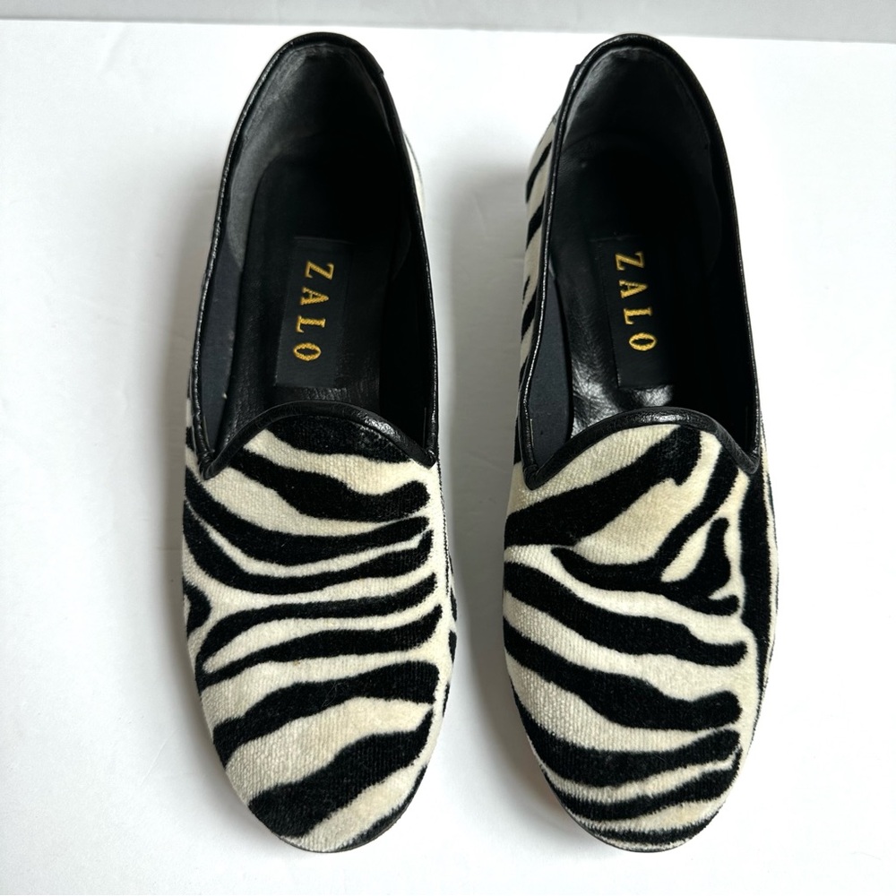 ZALO Zebra Print Velvet Smoking Slipper 7 - Picture 3 of 8